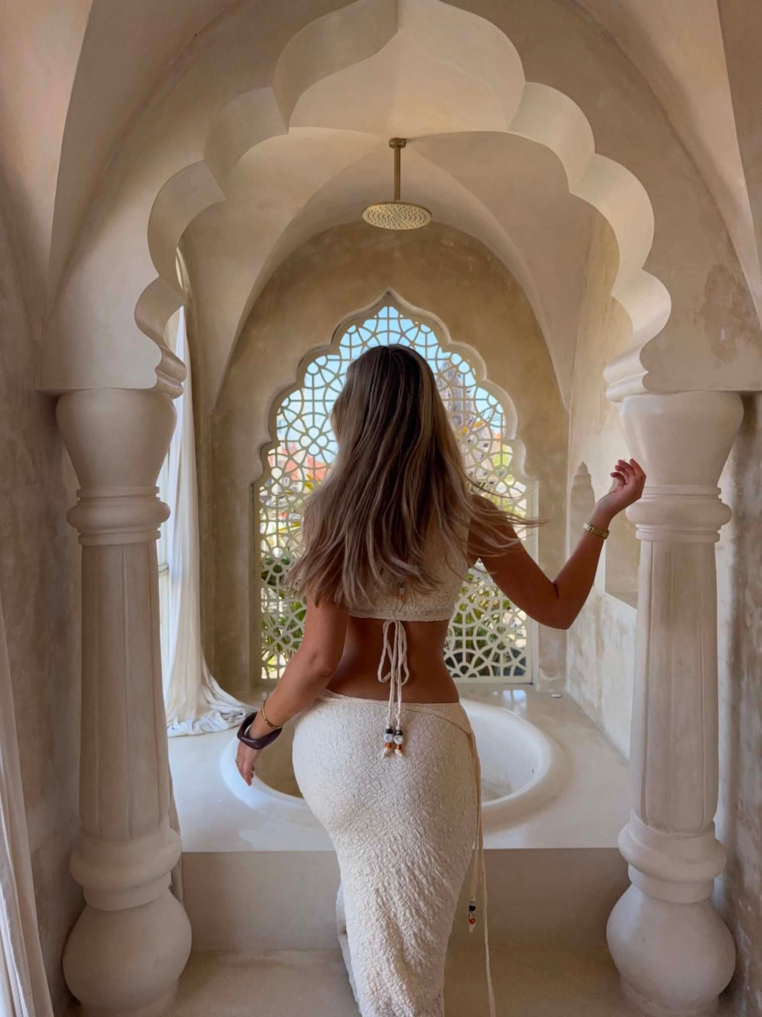 MURANO SKIRT + BEAD BELT (in cream)