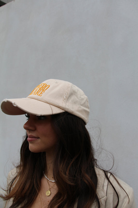 DENIM DISTRESSED CAP I ORANGE