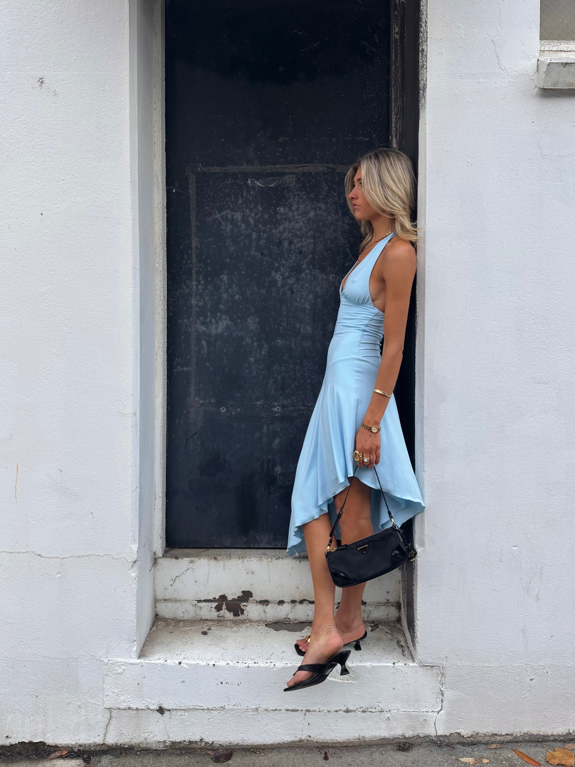 athena blue dress Soft Blue Floral Ruffle Chiffon Dress – Whimsical Fairytale Aesthetic Outfit main image 0